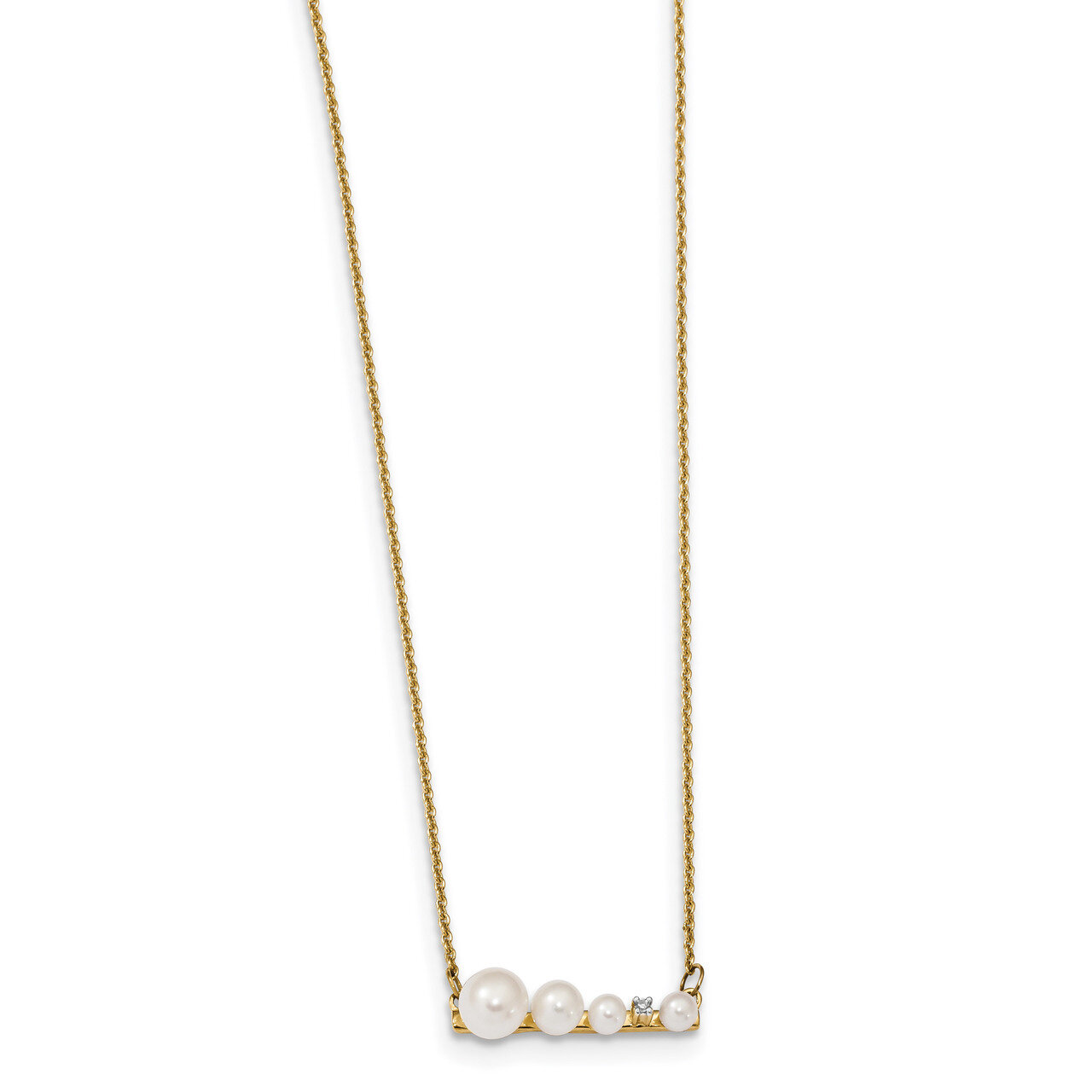 17 Inch Freshwater Cultured Pearl &amp; Diamond Necklace 14k Gold XF632-17, MPN: XF632-17, 191101078453