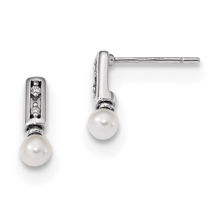Fresh Water Cultured Pearl &amp; Diamond Post Dangle Earrings 14k white Gold XF637E, MPN: XF637E, 19110…