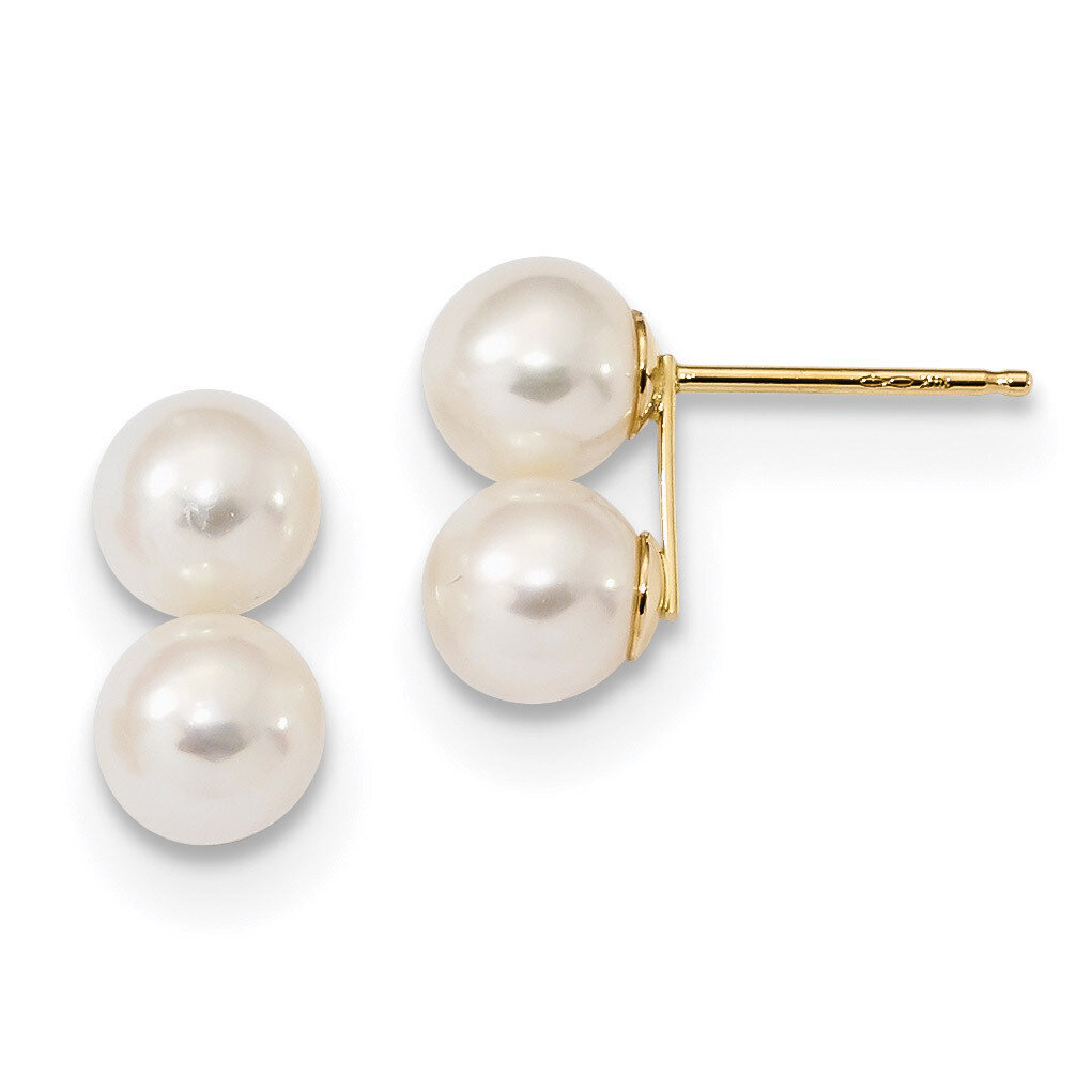 6-7mm White Round Fresh WaterC Double Pearl Post Earrings 14k Gold XF648E, MPN: XF648E, 191101434563