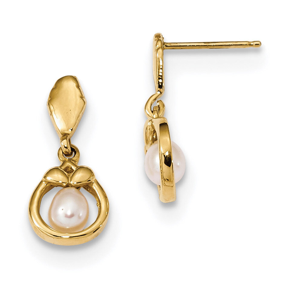 3-4mm White Freshwater Cultured Pearl Post Dangle Earrings 14k Gold XF670E, MPN: XF670E, 1911014347…