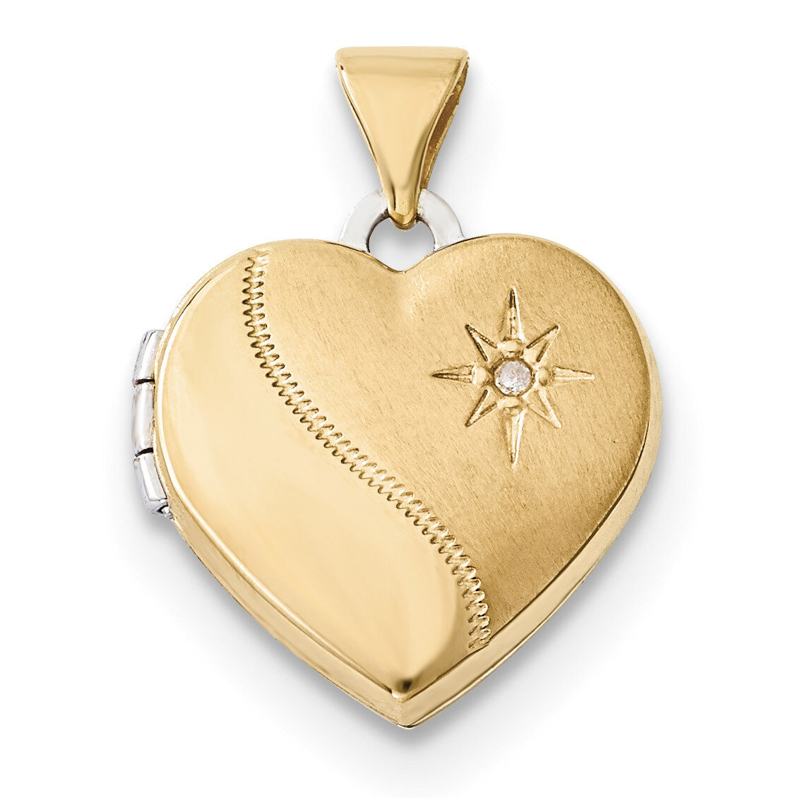 15mm Reversible Diamond Heart Locket 14k Two-Tone Gold XL691