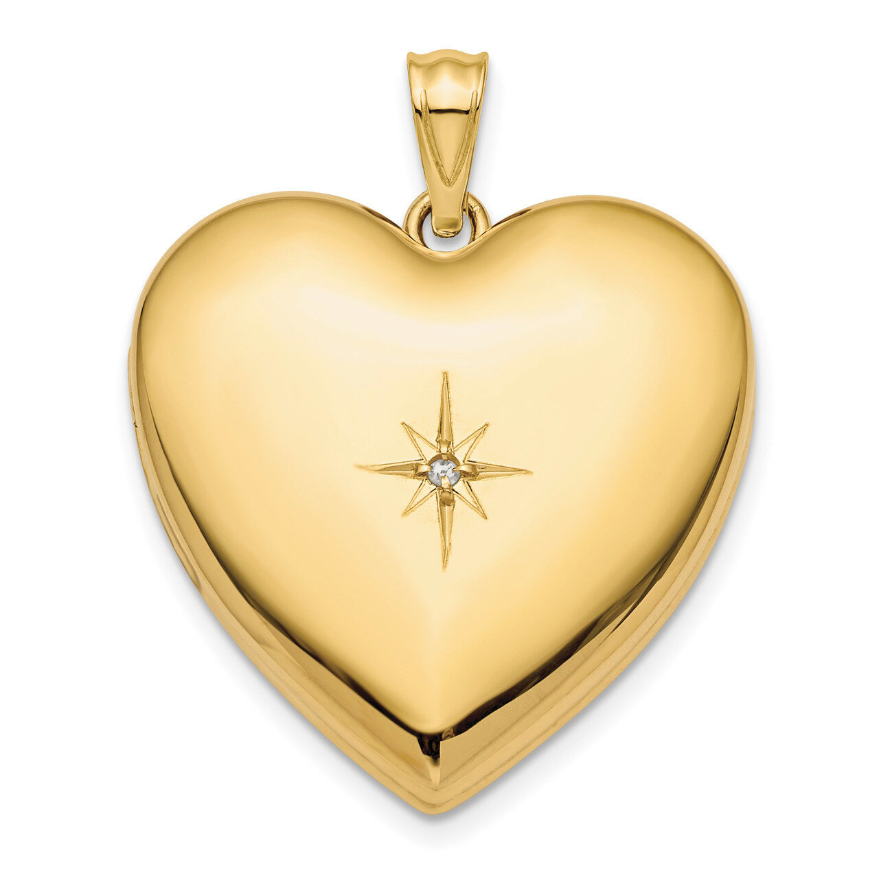 24mm with Dia. Star Design Ash Holder Heart Locket 14k Gold XL718