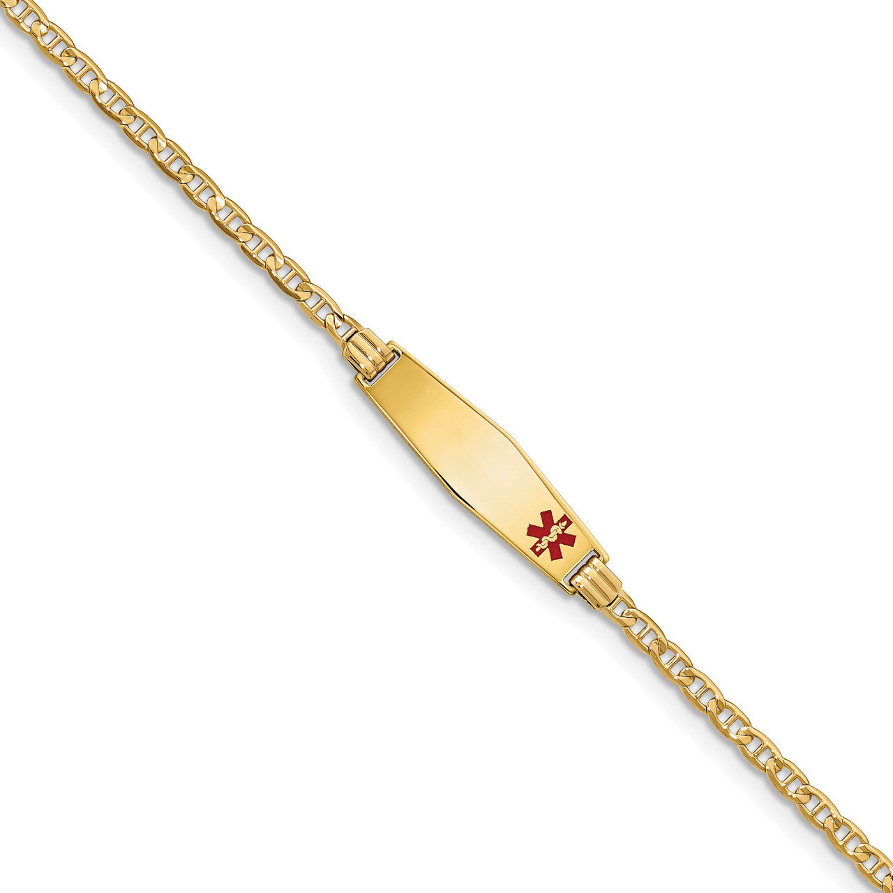 7 Inch Medical Soft Diamond Shape Red Enamel Anchor ID Bracelet 14k Gold XM552FC-7, MPN: XM552FC-7,…