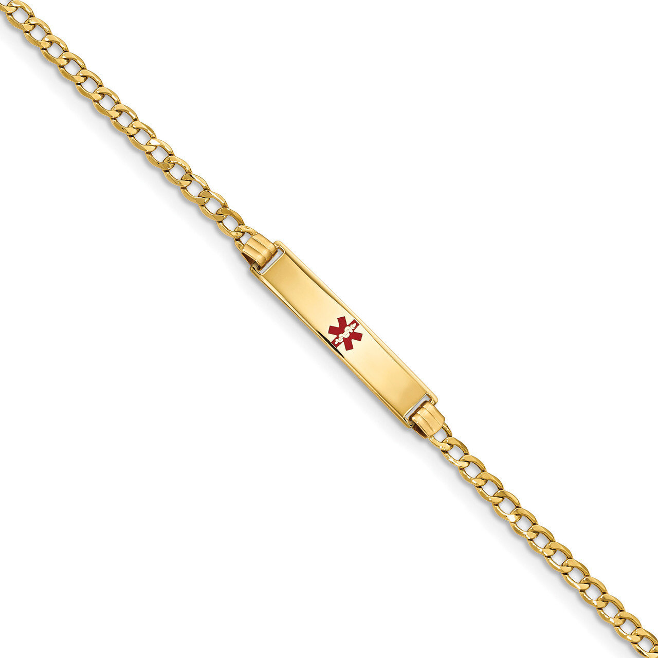 7 Inch Medical Red Enamel ID Bracelet 14k Gold XM557CR-7, MPN: XM557CR-7, 191101436505