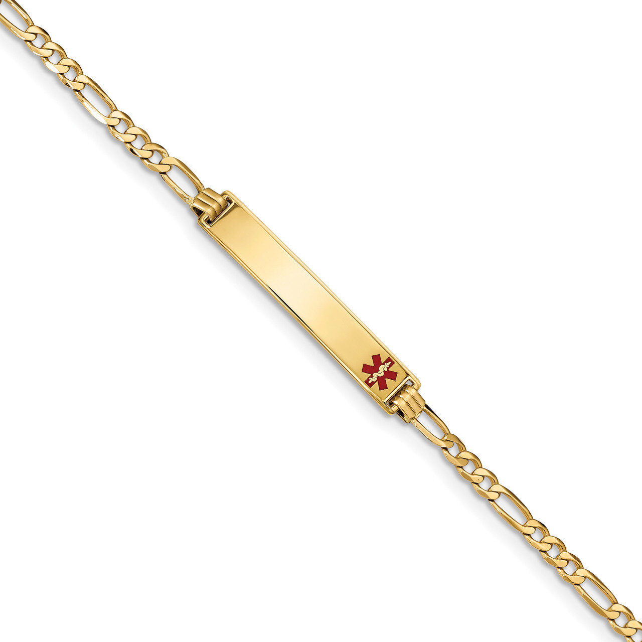 7 Inch Medical Red Enamel Flat Figaro Link ID Bracelet 14k Gold XM559FR-7, MPN: XM559FR-7, 19110143…