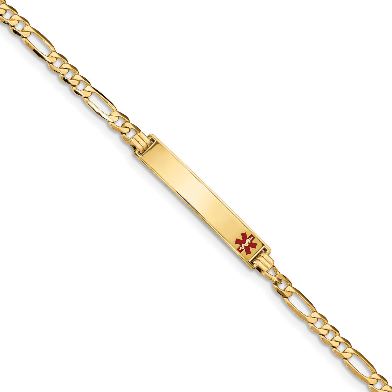 7 Inch Medical Red Enamel Flat Figaro Link ID Bracelet 14k Gold XM560FR-7, MPN: XM560FR-7, 19110143…