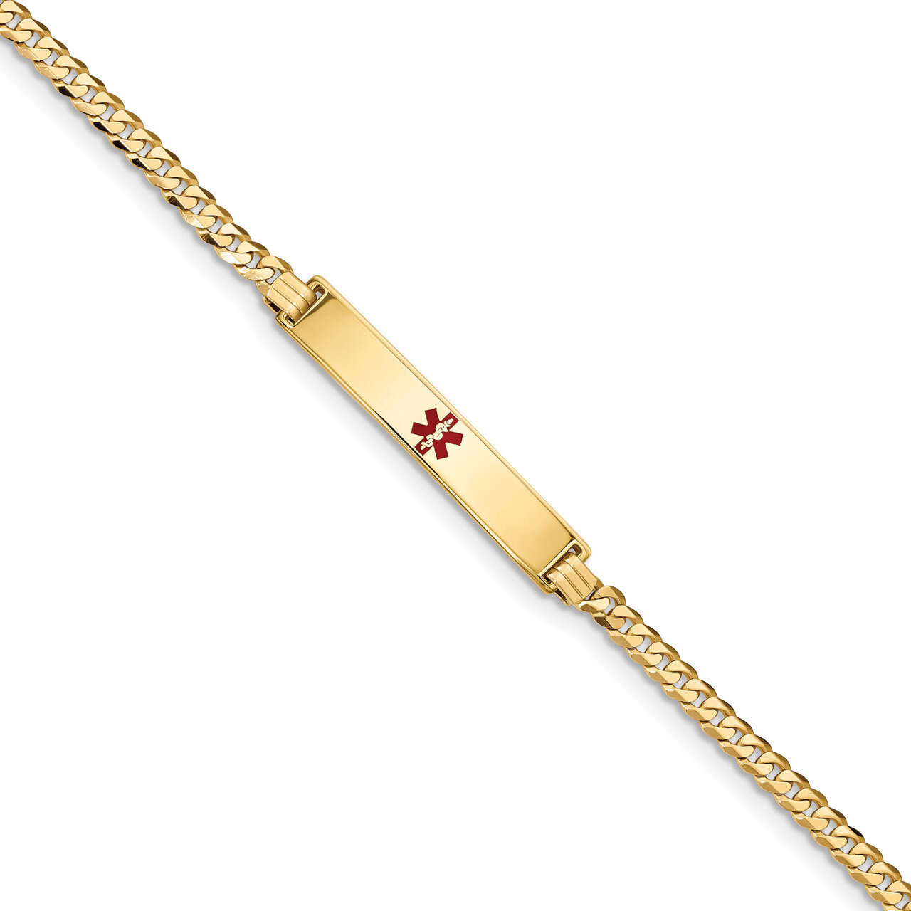 7 Inch Medical Red Enamel Flat Curb Link ID Bracelet 14k Gold XM561CR-7, MPN: XM561CR-7, 1911014378…