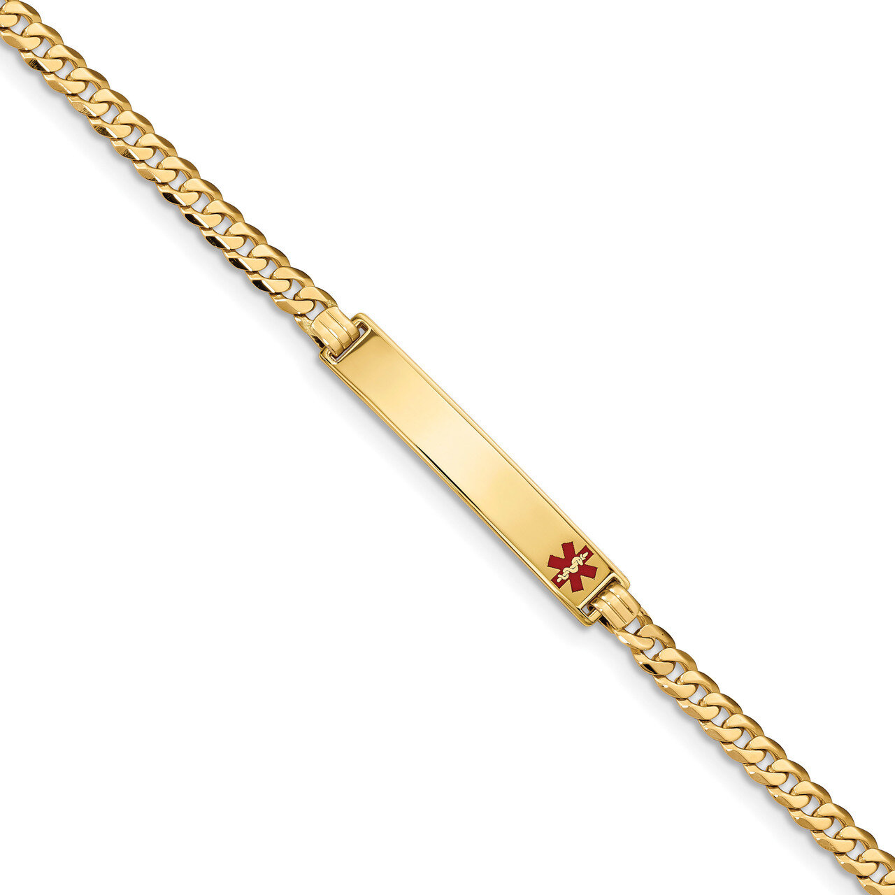 8 Inch Medical Red Enamel Flat Curb Link ID Bracelet 14k Gold XM562FR-8, MPN: XM562FR-8, 1911014375…