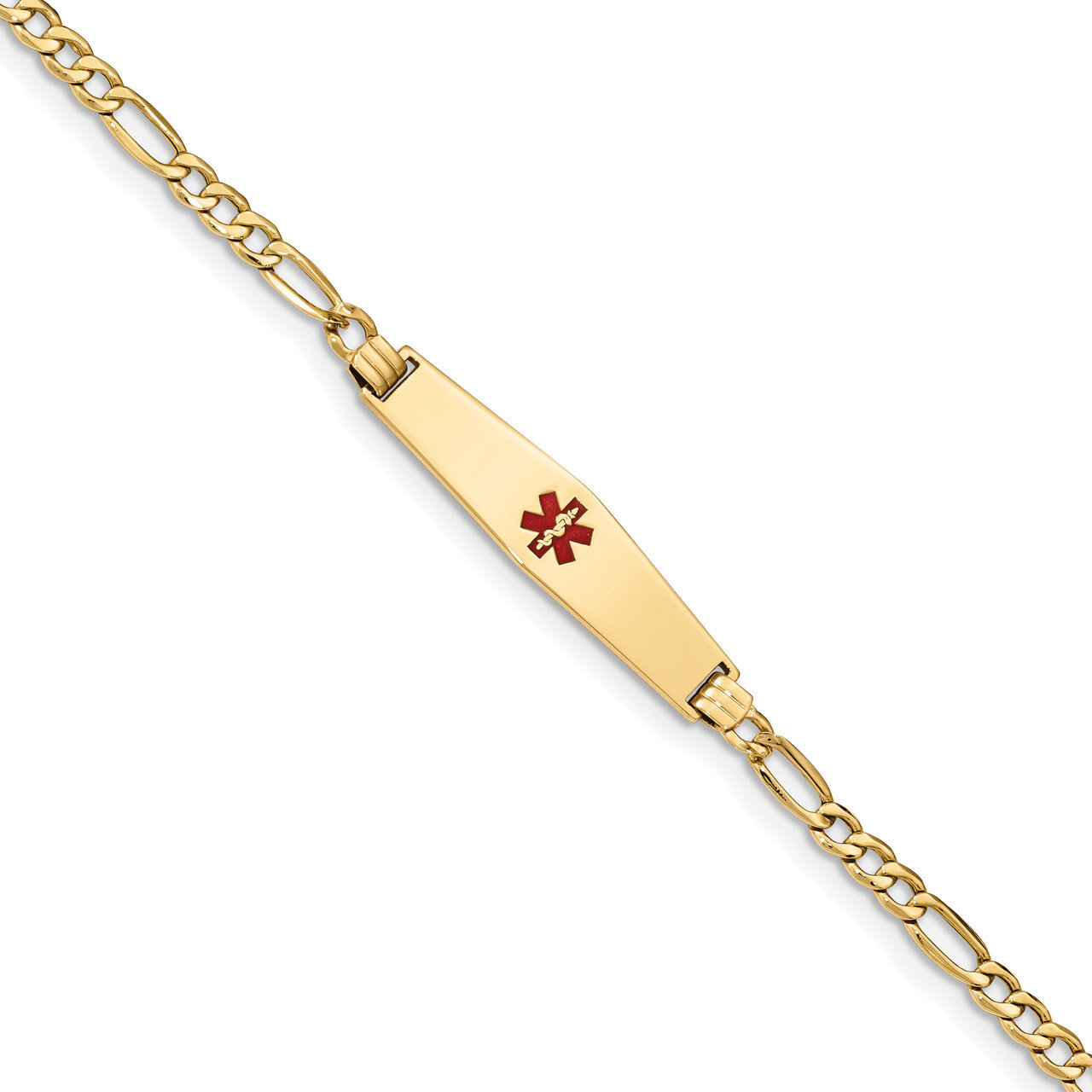 7 Inch Medical Soft Diamond Shape Red Enamel ID Bracelet 14k Gold XM563CC-7, MPN: XM563CC-7, 191101…