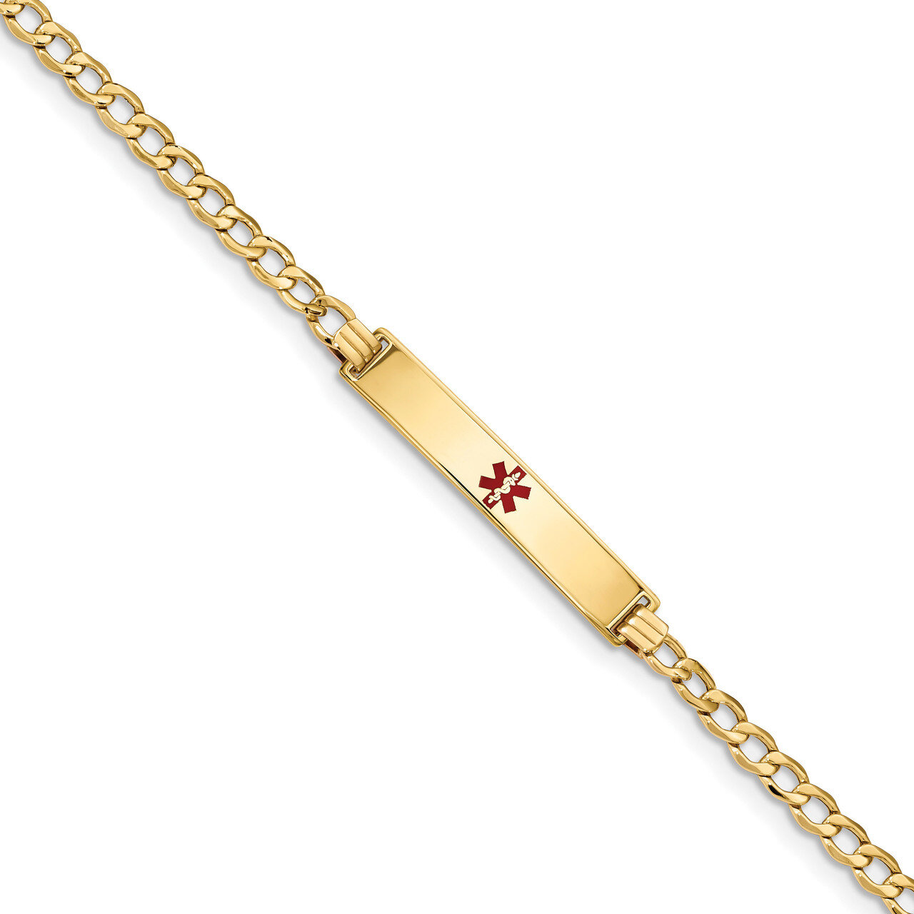 8 Inch Medical Red Enamel Curb Link 6.75mm Id Bracelet 14k Gold XM564CR-8, MPN: XM564CR-8, 19110143…