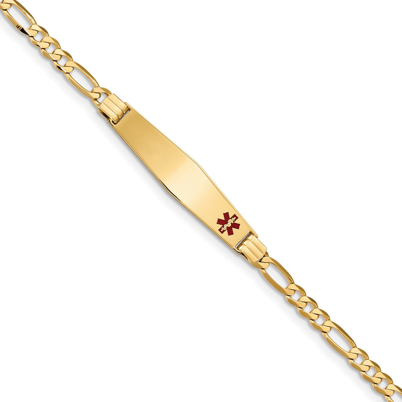 8 Inch Medical Soft Diamond Shape Red Enamel Figaro ID Bracelet 14k Gold XM565FC-8, MPN: XM565FC-8,…