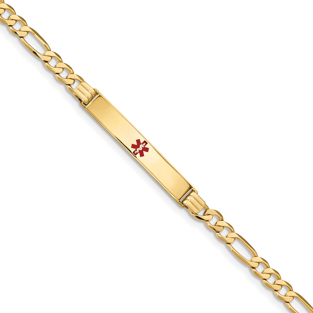 7 Inch Medical Red Enamel Flat Figaro Link ID Bracelet 14k Gold XM566CR-7, MPN: XM566CR-7, 19110143…