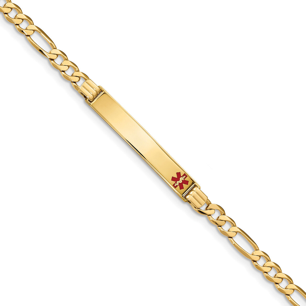 7 Inch Medical Red Enamel Flat Figaro Link ID Bracelet 14k Gold XM566FR-7, MPN: XM566FR-7, 19110143…