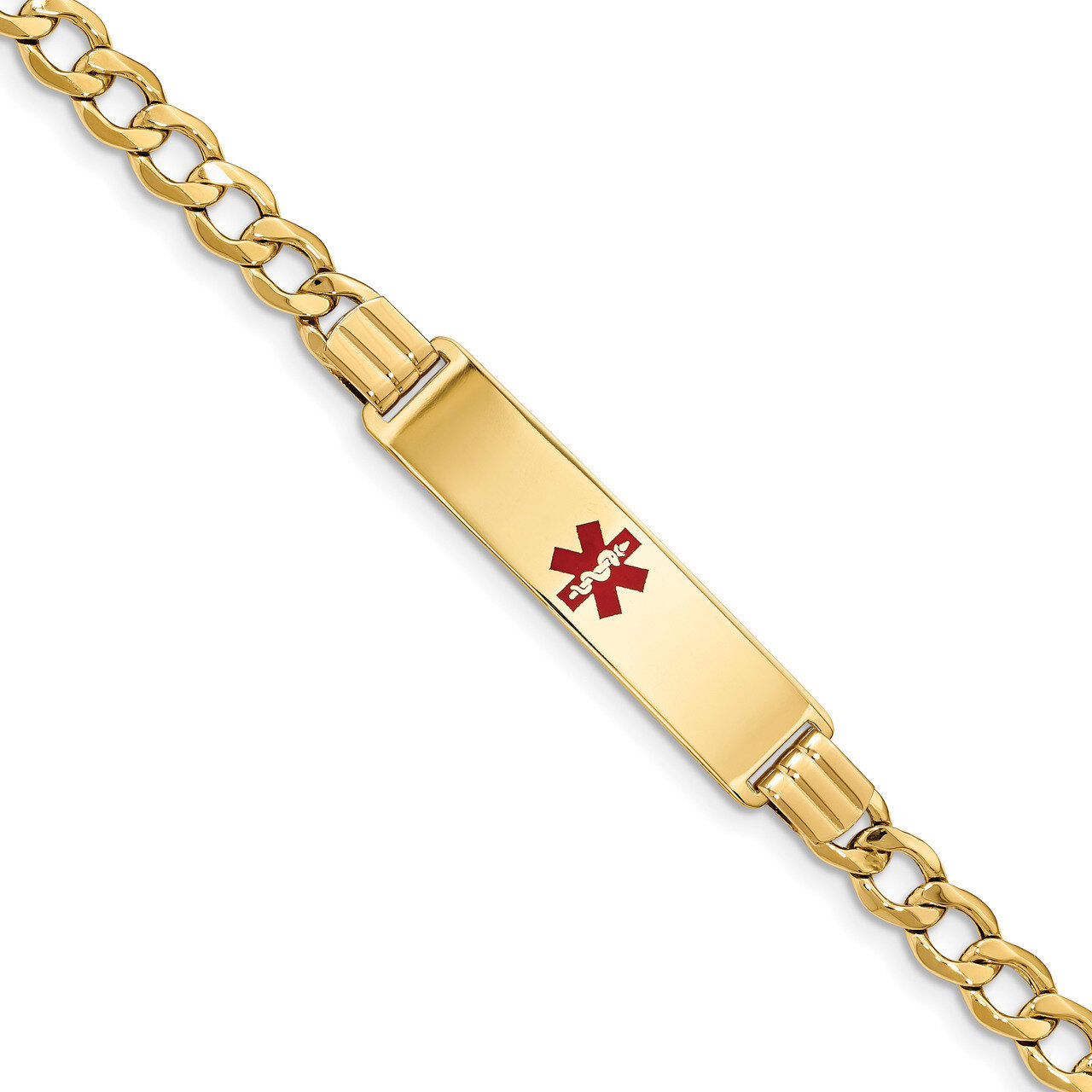 8 Inch Medical Red Enamel Semi-solid Curb Link ID Bracelet 14k Gold XM579CR-8, MPN: XM579CR-8, 1911…