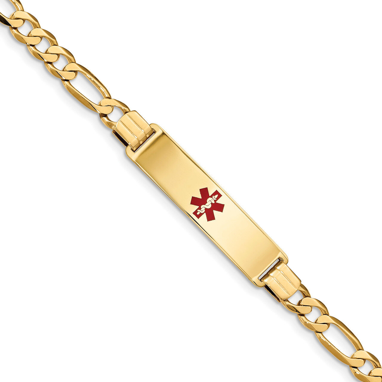 8 Inch Medical Red Enamel Flat Figaro Link ID Bracelet 14k Gold XM580CR-8, MPN: XM580CR-8, 19110143…