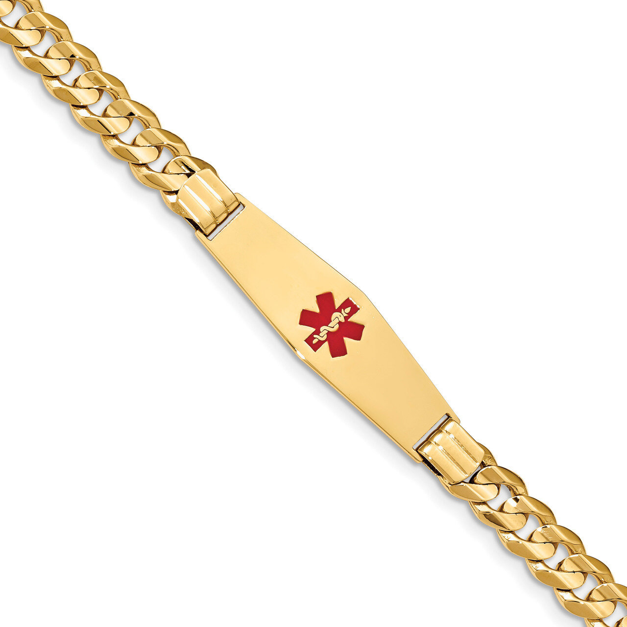 8 Inch Medical Soft Diamond Shape Red Enamel Curb ID Bracelet 14k Gold XM583CC-8, MPN: XM583CC-8, 1…