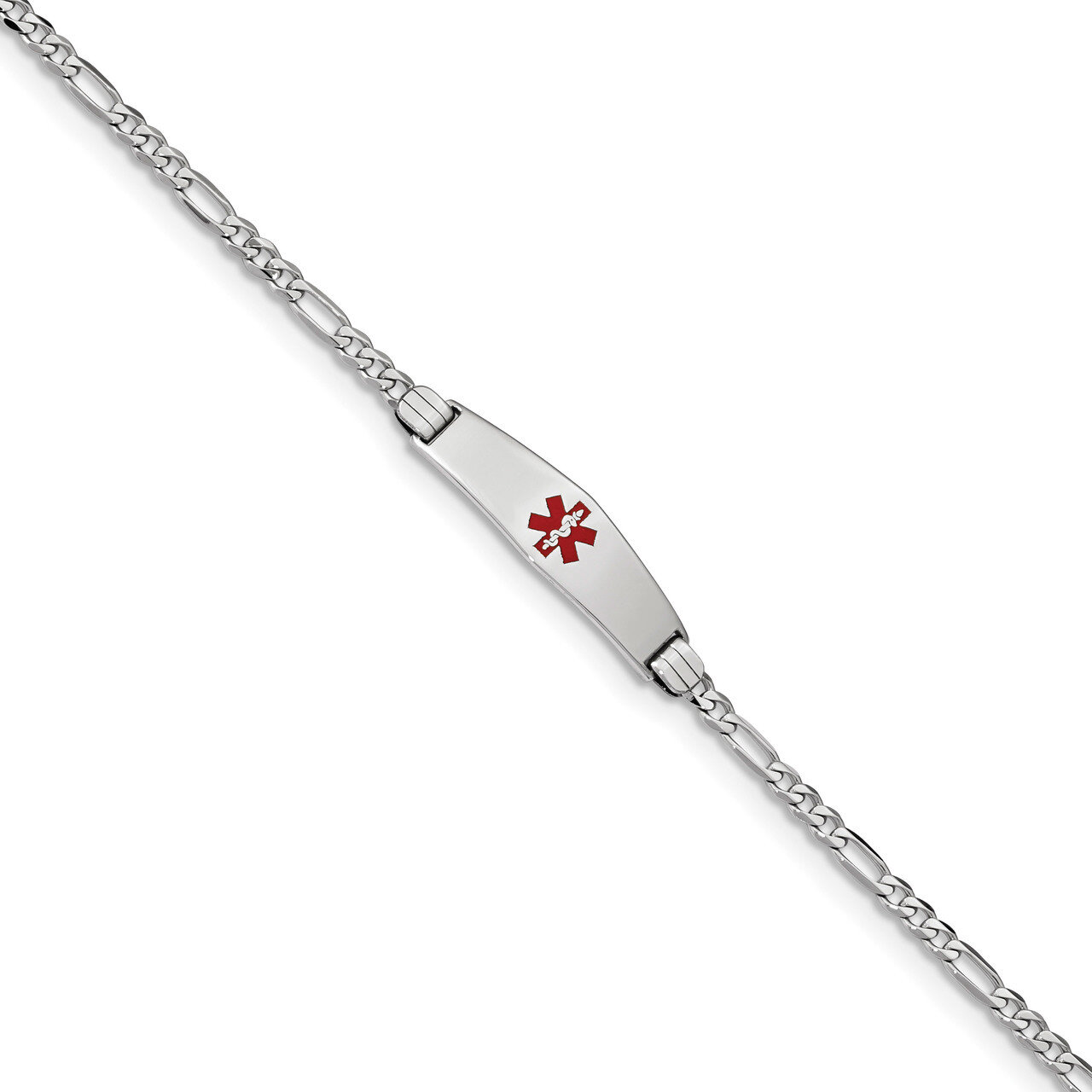7 Inch Medical Soft Diamond Shape Red Enamel Figaro Link ID Bracelet 14k white Gold XM584CCW-7, MPN…
