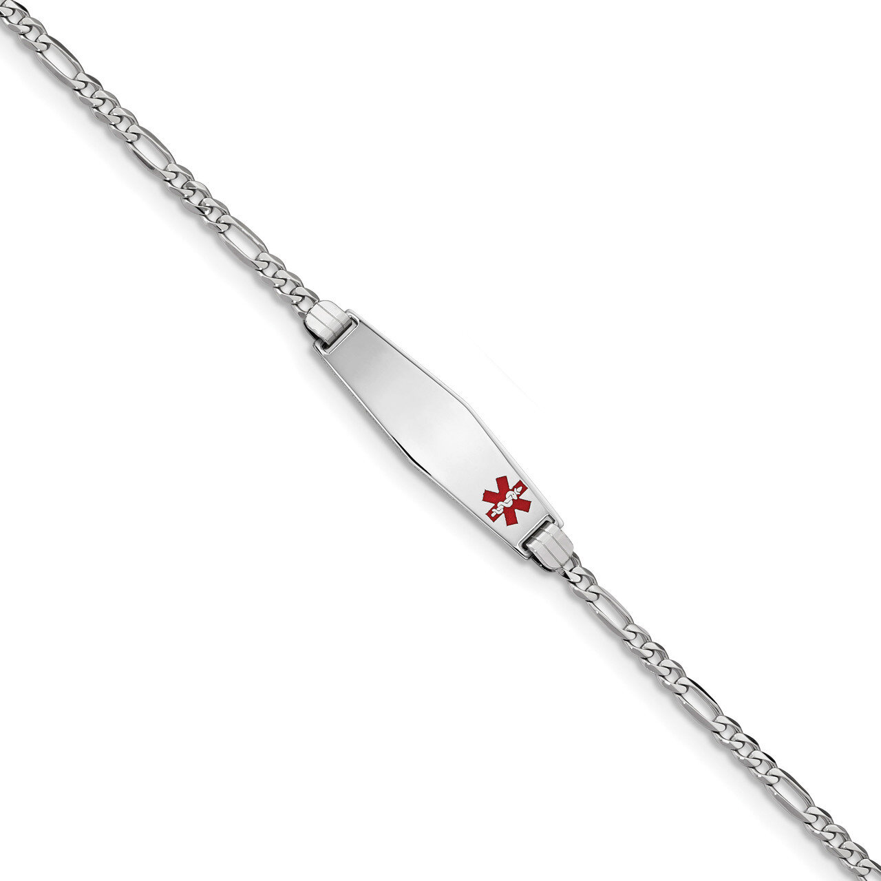 8 Inch Medical Soft Diamond Shape Red Enamel Figaro Link ID Bracelet 14k white Gold XM584FCW-8, MPN…