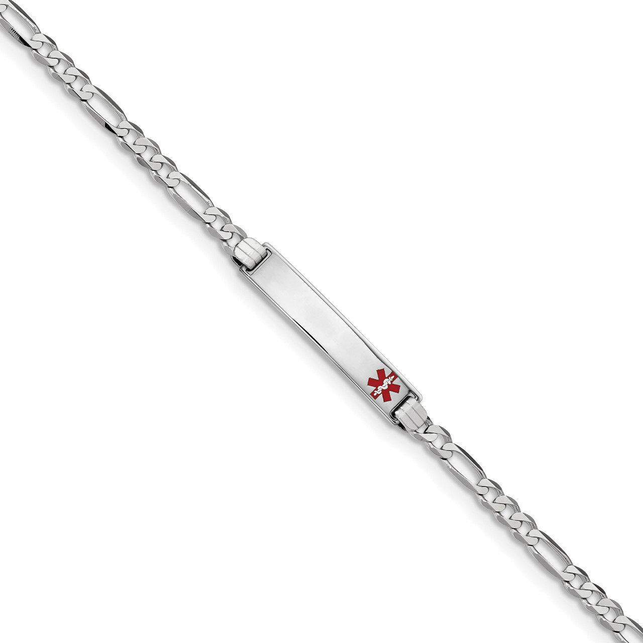 7 Inch Medical Red Enamel Figaro Link ID Bracelet 14k white Gold XM585FRW-7, MPN: XM585FRW-7, 19110…