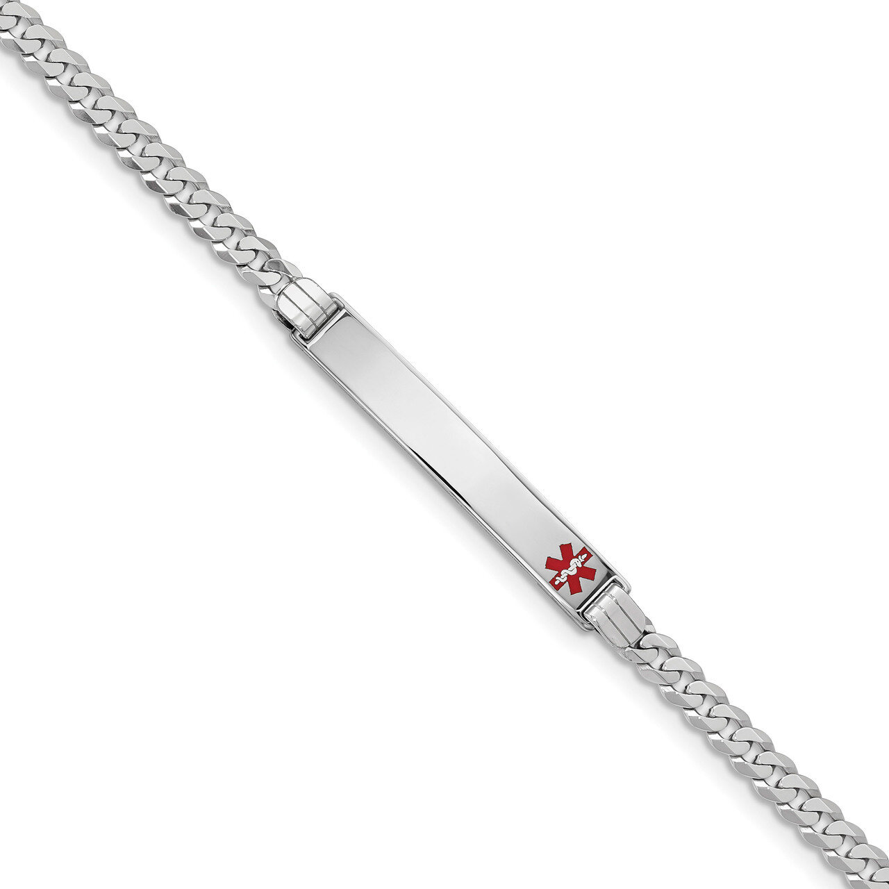 7 Inch Medical Red Enamel Flat Curb Link ID Bracelet 14k white Gold XM591FRW-7, MPN: XM591FRW-7, 19…