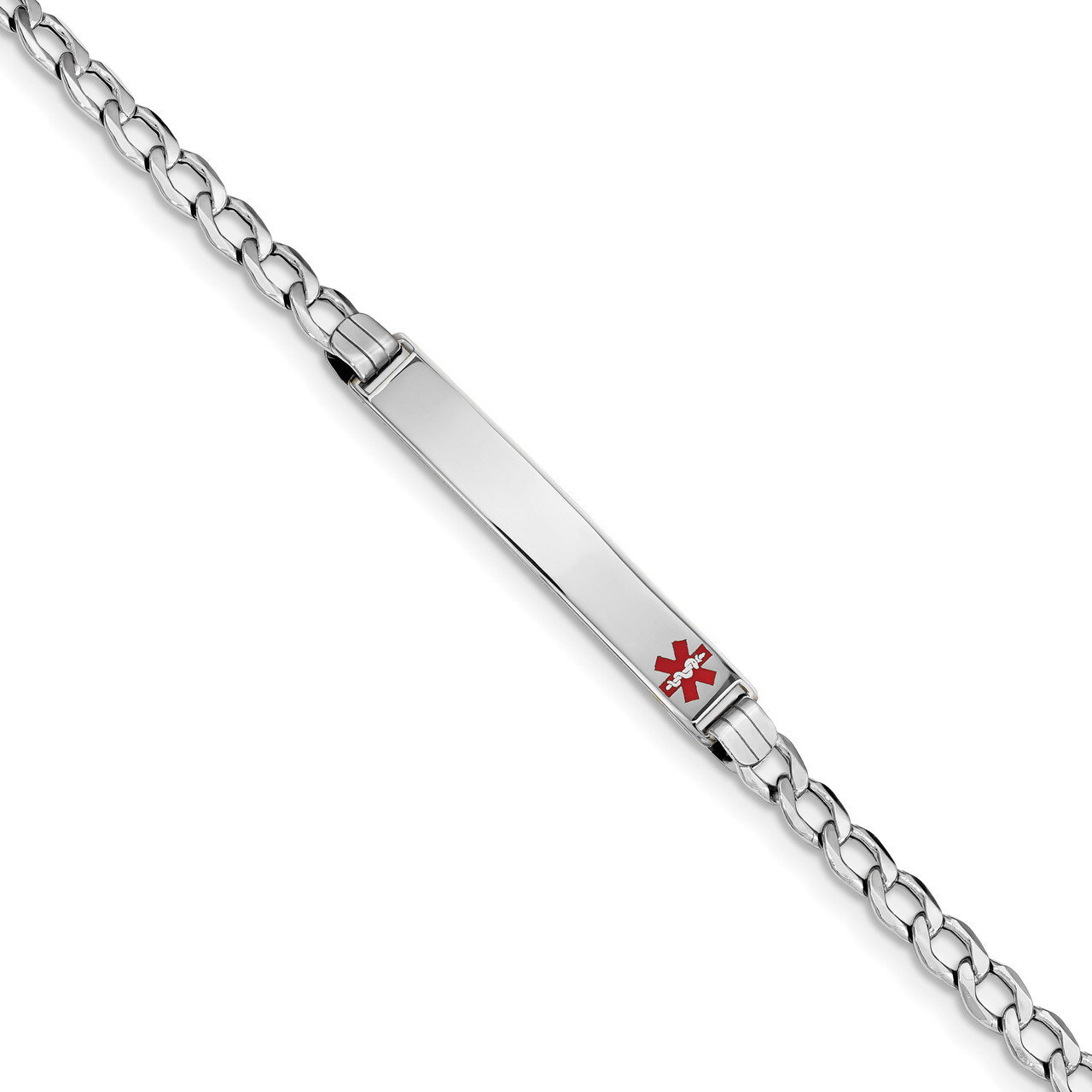 8 Inch Medical Polished Red Enamel ID with Semi-Solid Cuban Bracelet 14k white Gold XM593FRW-8, MPN…