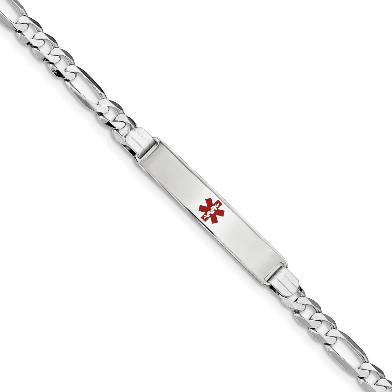 8 Inch Medical Red Enamel Figaro Link ID Bracelet 14k white Gold XM594CRW-8, MPN: XM594CRW-8, 19110…