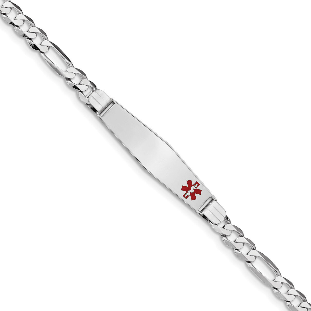 8 Inch Medical Soft Diamond Shape Red Enamel Figaro Link ID Bracelet 14k white Gold XM594FCW-8, MPN…