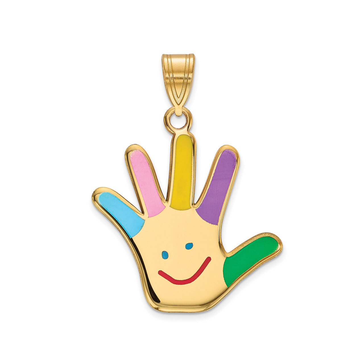 Enameled Autism with Happy Face Handprint Pendant 14k Gold XM633, MPN: XM633, 883957604992