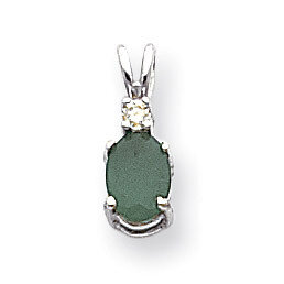 Emerald Diamond pendant 14k white Gold 7x5mm Oval XP1005E/A, MPN: XP1005E/A, 883957170954