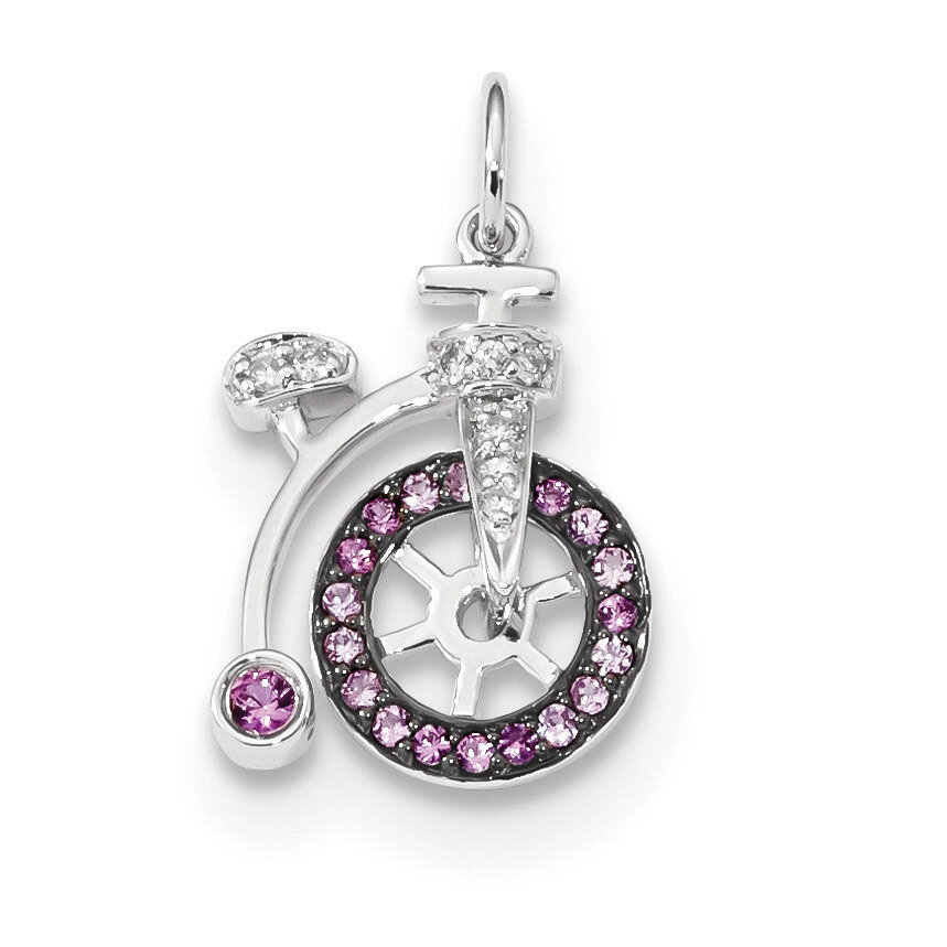 Diamond and Pink Sapphire Bicycle Pendant 14k white Gold XP5155PS/AA