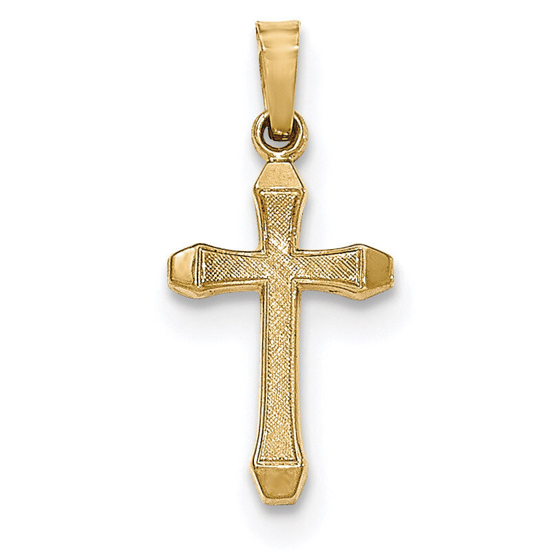Polished Latin Cross Pendant 14k Gold Textured XR1421, MPN: XR1421, 191101455216