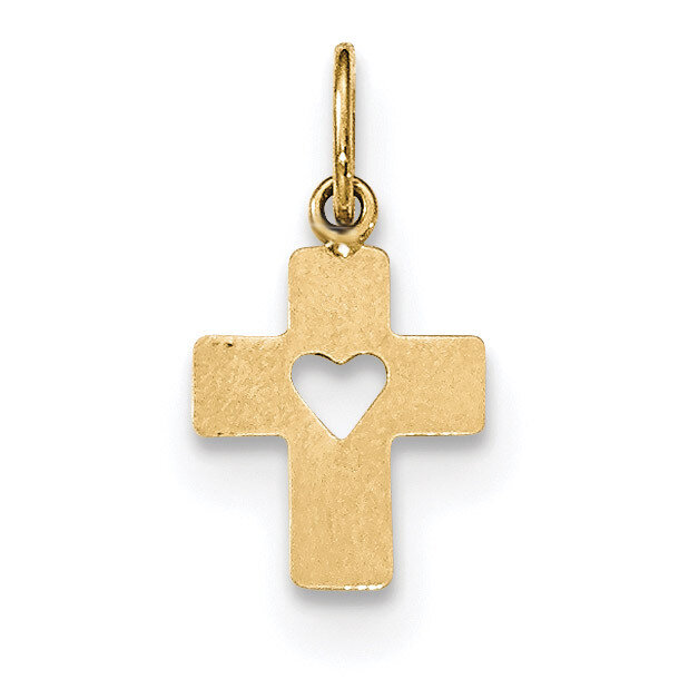 Cross with Heart Pendant 14k Gold Polished XR1430