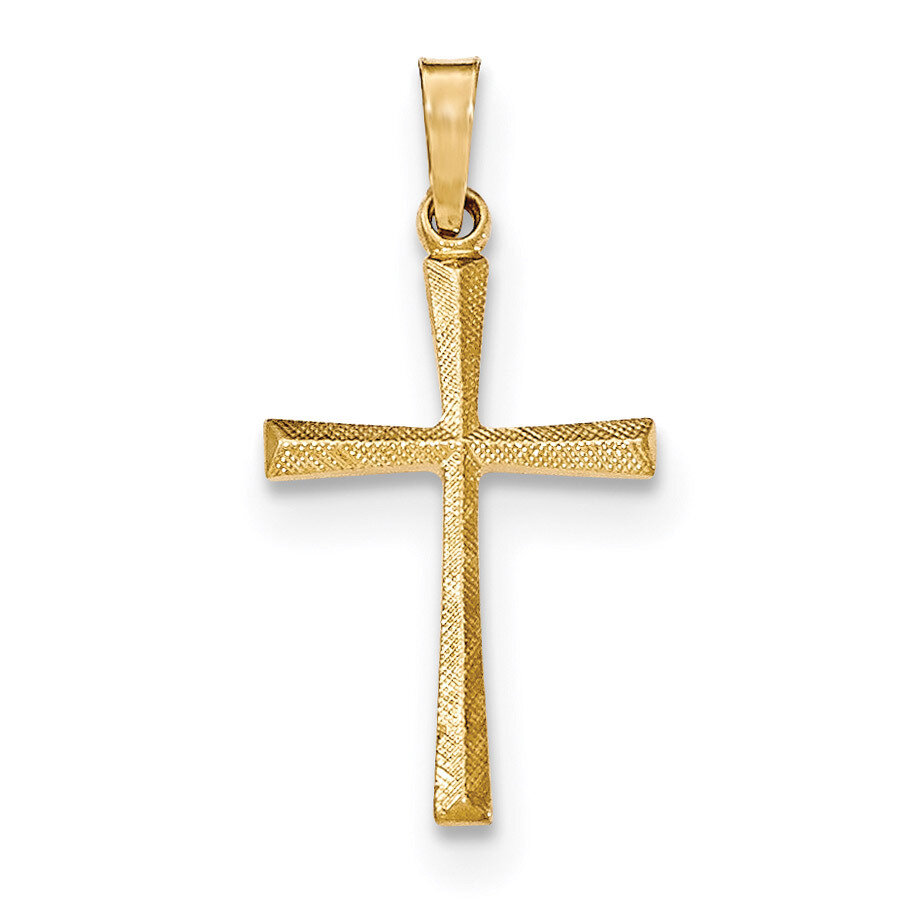 Polished Latin Cross Pendant 14k Gold Textured XR1438, MPN: XR1438, 191101456558