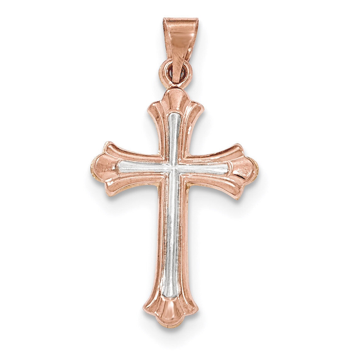 White Rhodium Cross Pendant 14k Rose Gold XR1443, MPN: XR1443, 191101366451