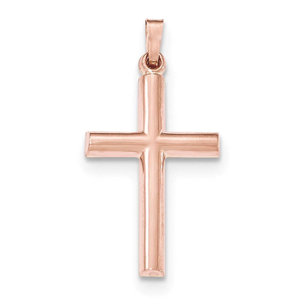 Brushed and Polished Hollow Cross Pendant 14k Rose Gold XR1445
