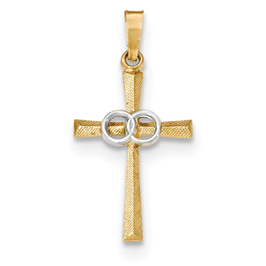 Textured and Polished Latin Cross with Circles Pendant 14k Two-Tone Gold XR1454, MPN: XR1454, 19110…