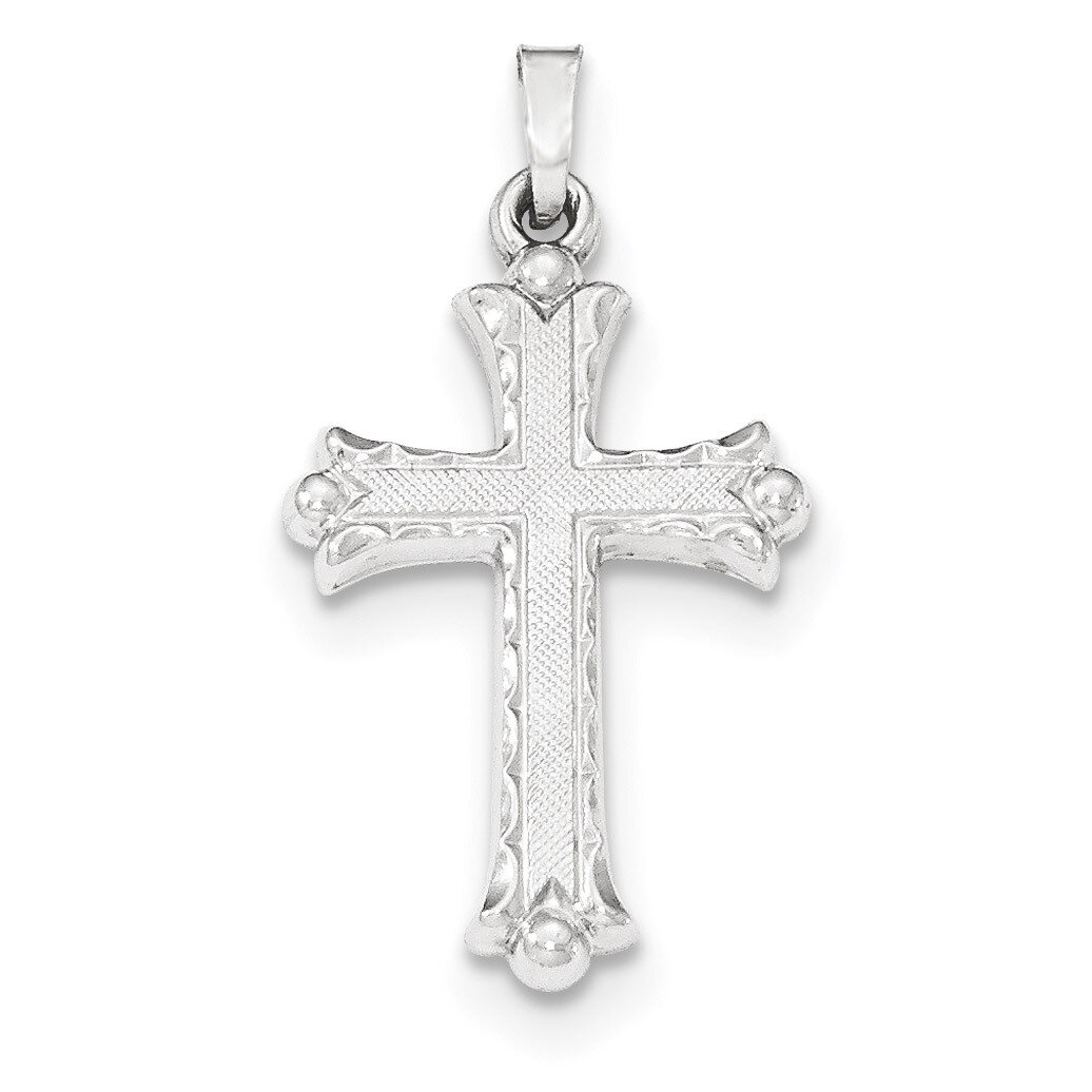 Textured and Polished Fleur de lis Cross Pendant 14k white Gold XR1459, MPN: XR1459, 886774619781