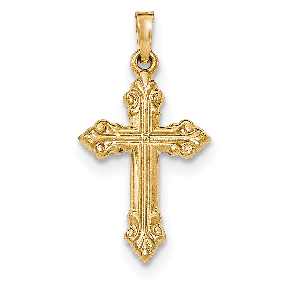 Brushed and Polished Budded Cross Pendant 14k Gold XR1472, MPN: XR1472, 191101367229