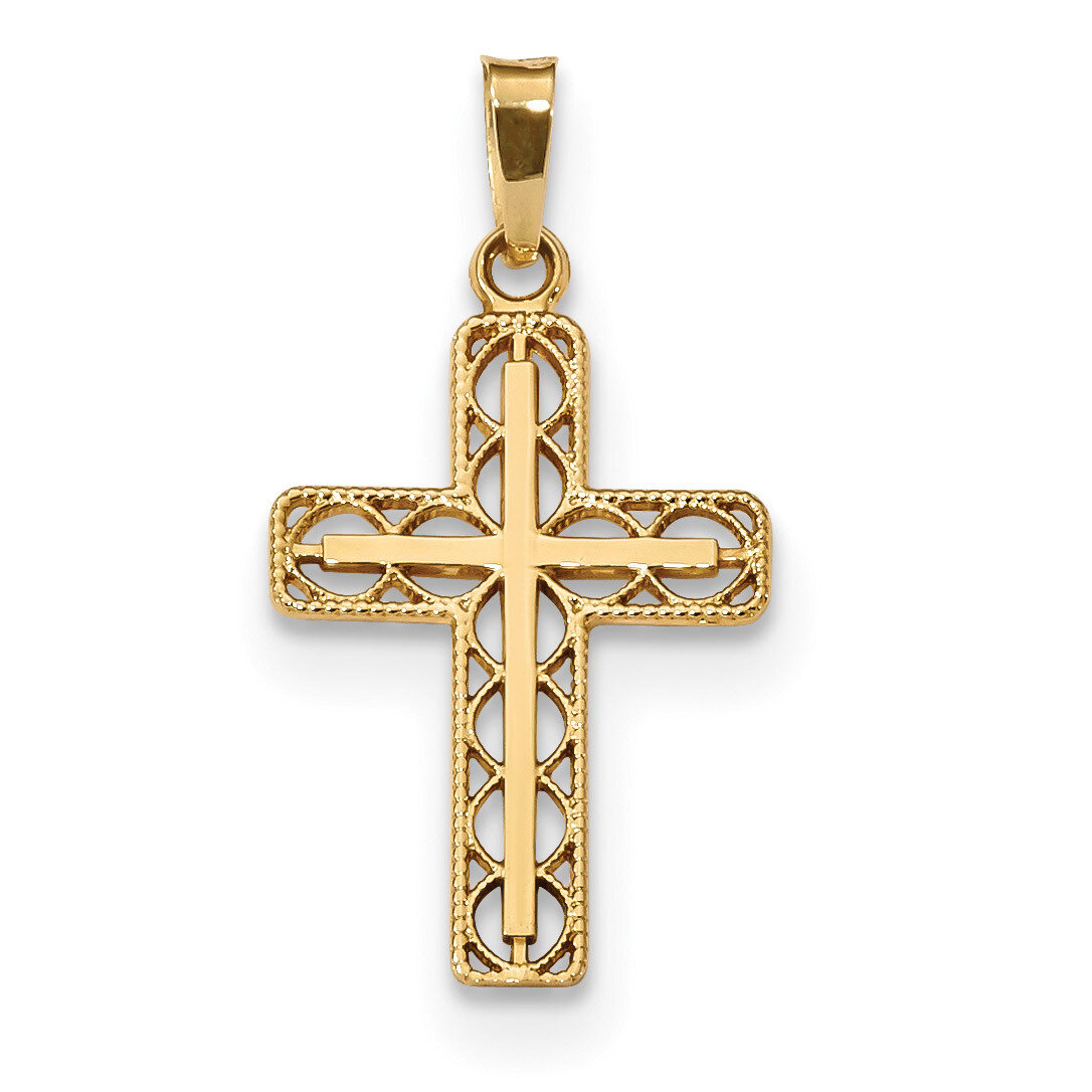 Filigree Cross Pendant 14k Gold Polished XR1561