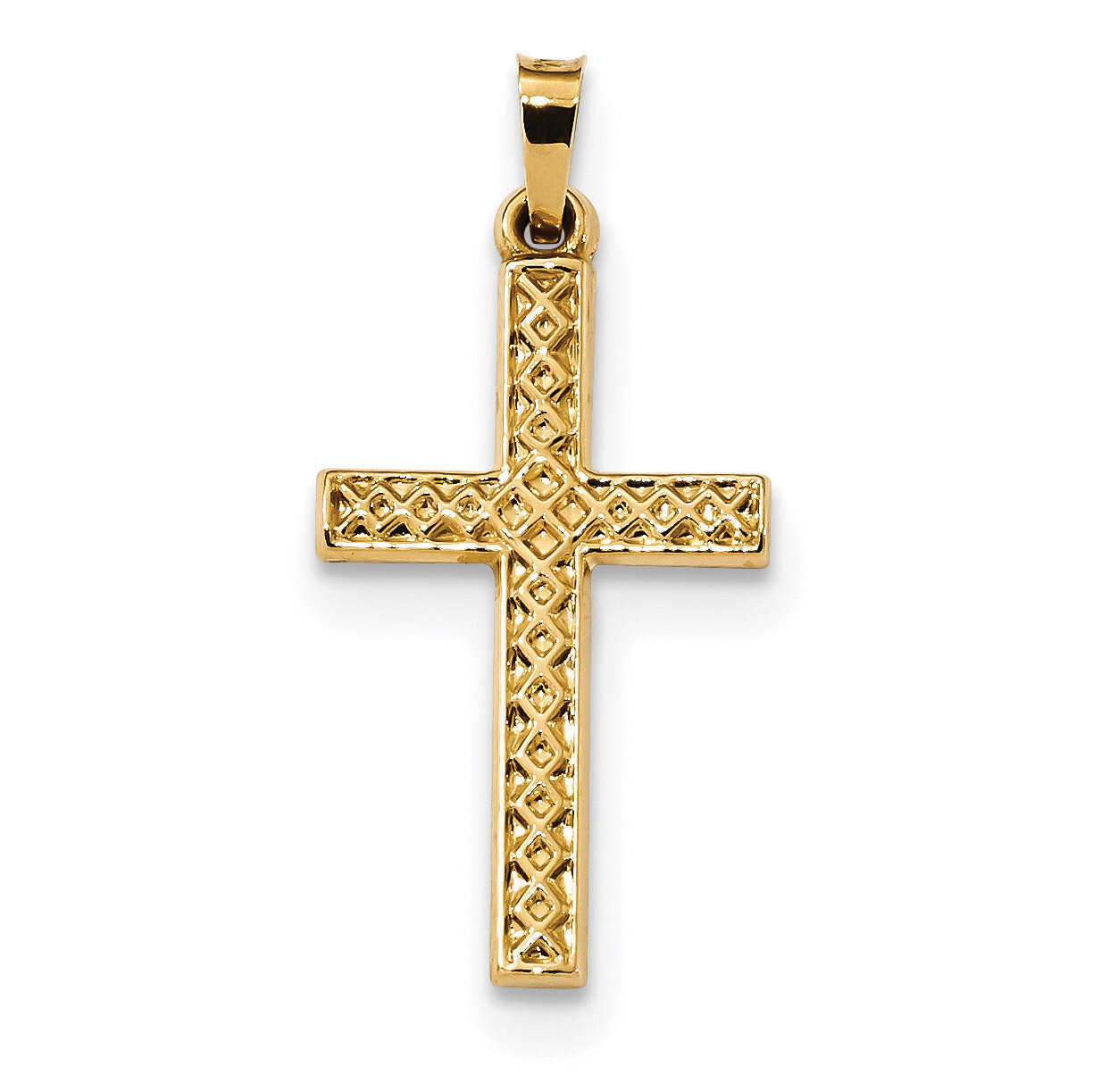 Polished Lattice Textured Cross Pendant 14k Gold XR1575, MPN: XR1575, 886774013114