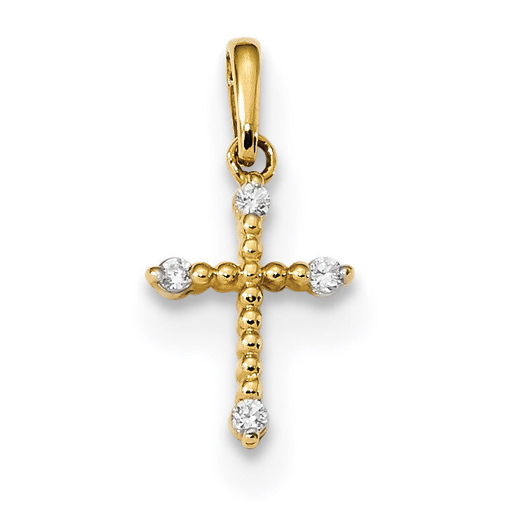 Beaded CZ Diamond Cross Charm 14k Gold Polished XR1577, MPN: XR1577, 883957626956
