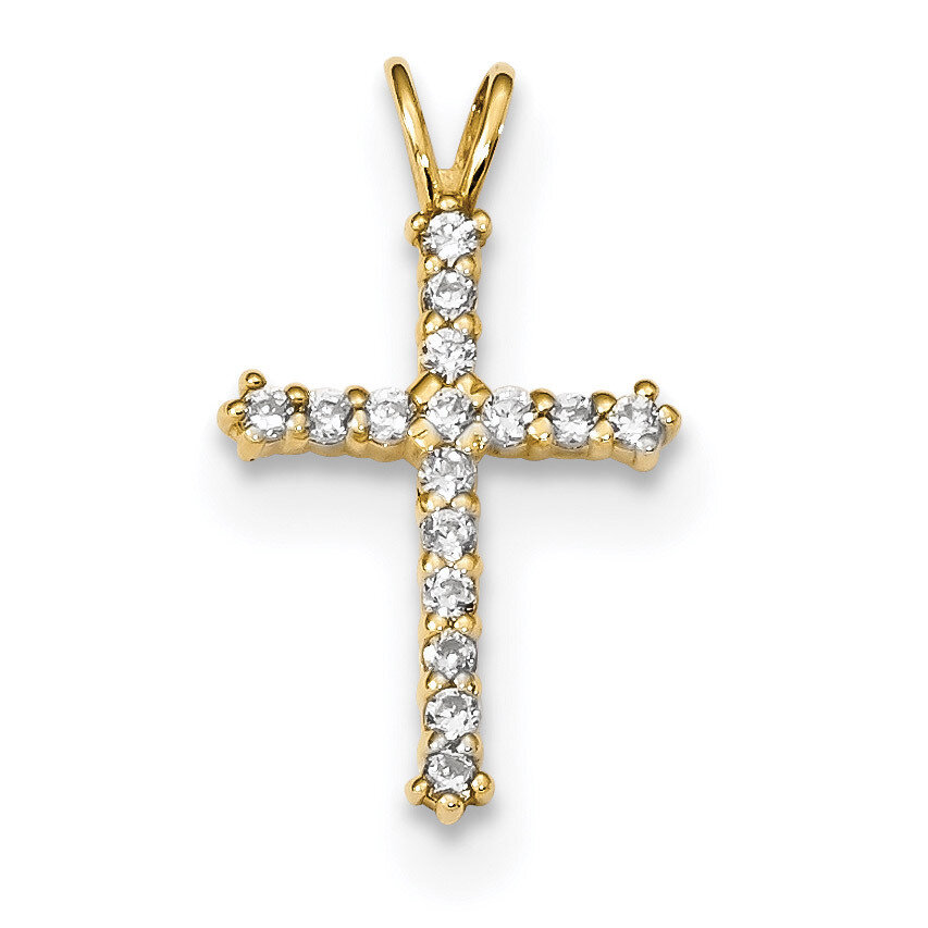 CZ Diamond Cross Chain Slide 14k Gold Polished XR1578