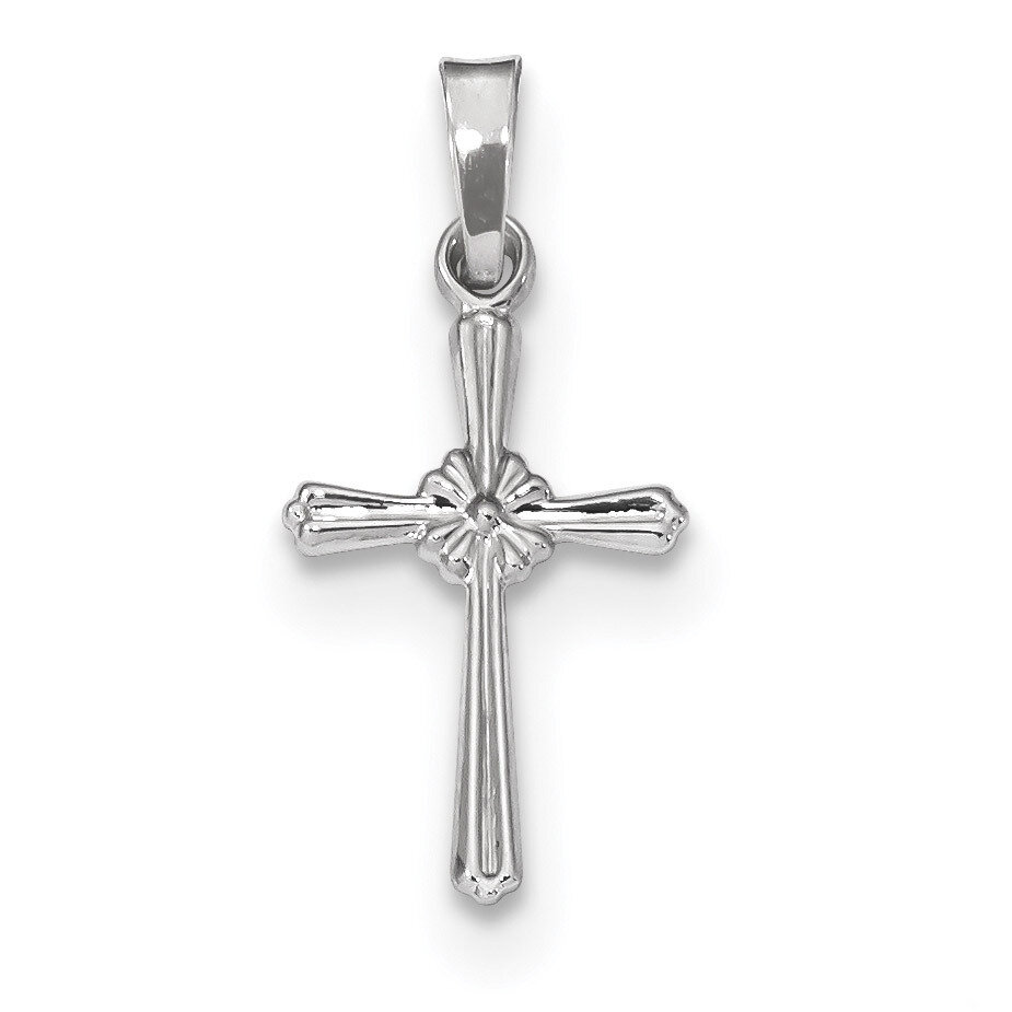 Polished Center Flower Cross Pendant 14k white Gold XR1586, MPN: XR1586, 883957950303
