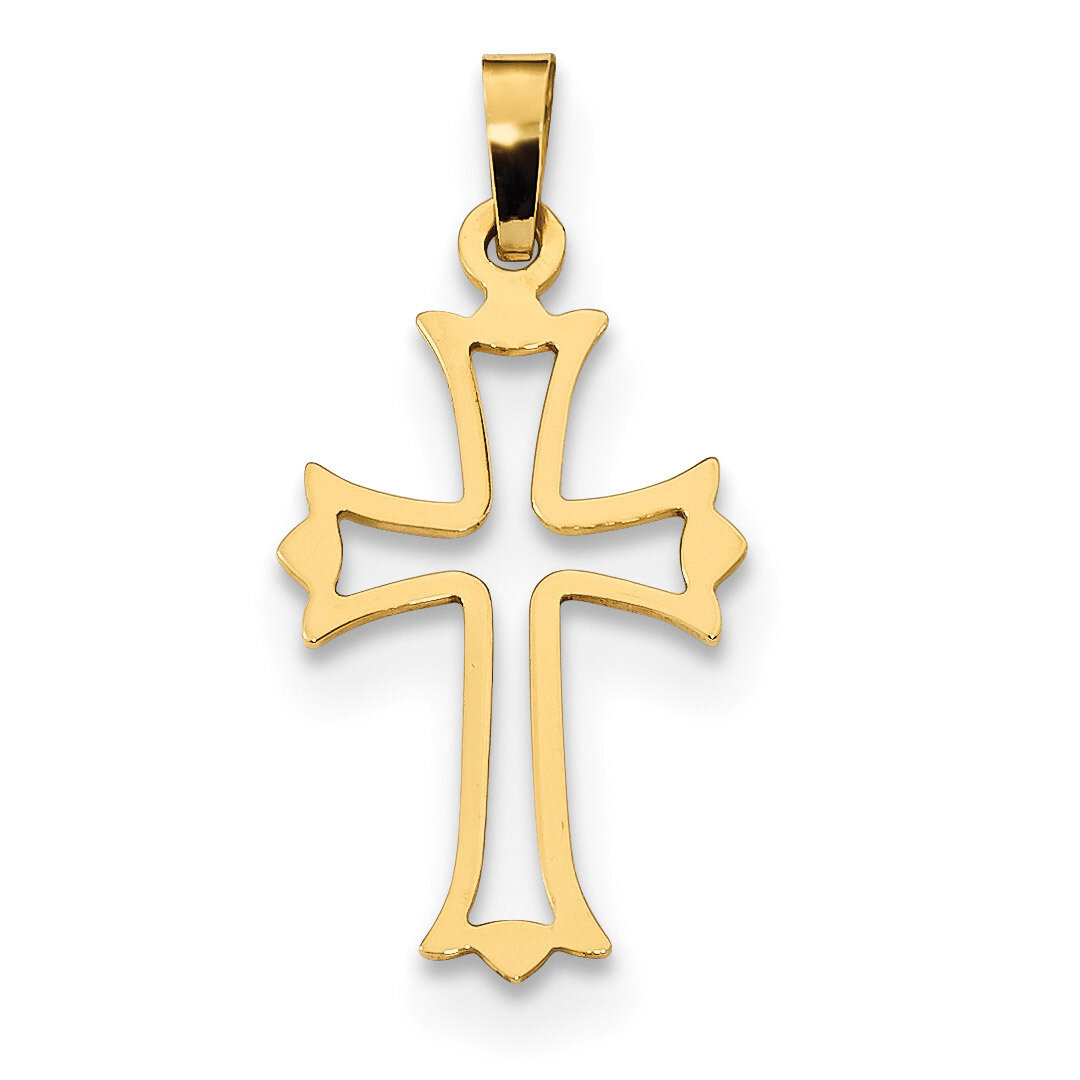 Cut-out Fleur de Lis Cross Pendant 14k Gold Polished XR1603, MPN: XR1603, 883957829807