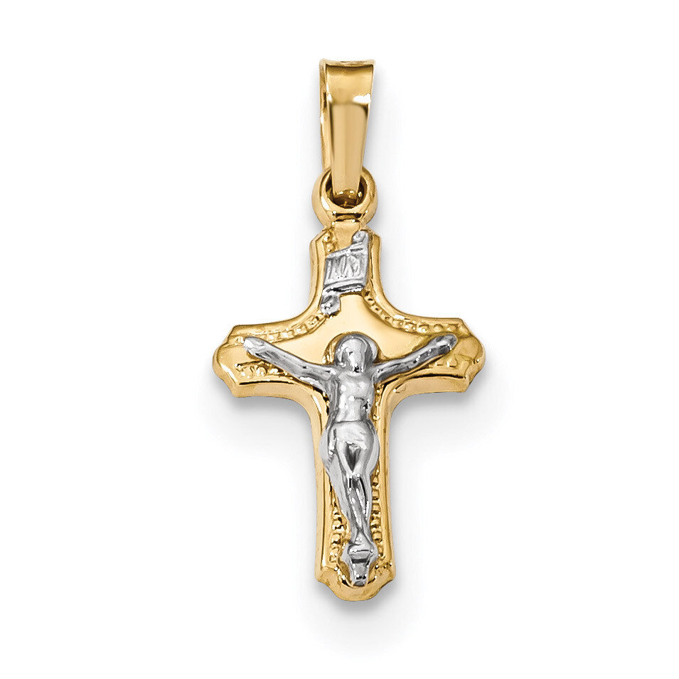 Polished and Textured INRI Crucifix Pendant 14k Two-Tone Gold XR1639, MPN: XR1639, 883957220536