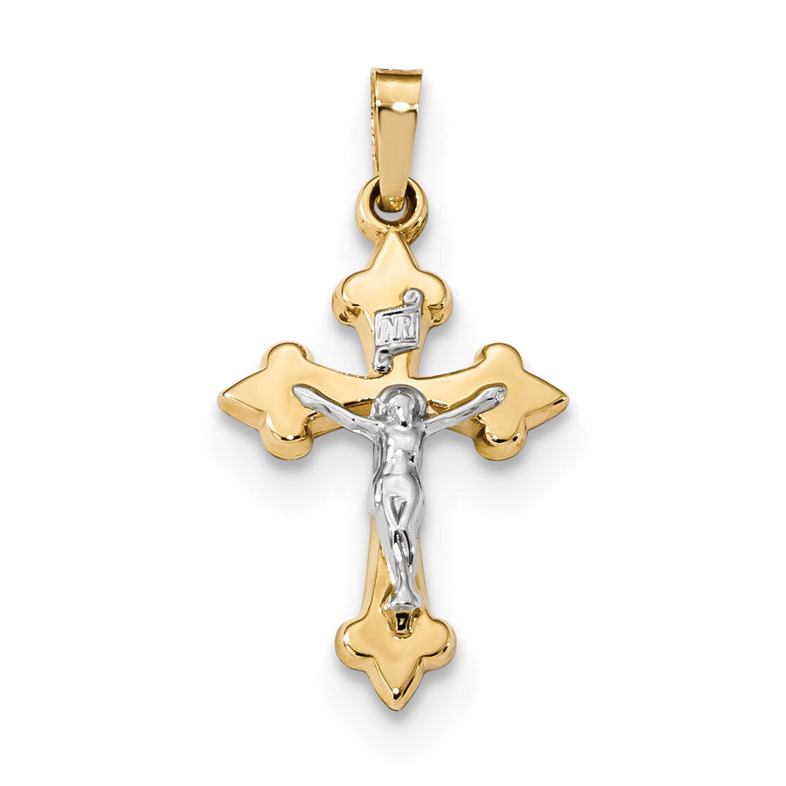 Polished Fleur de Lis INRI Crucifix Pendant 14k Two-Tone Gold XR1640, MPN: XR1640, 883957731476
