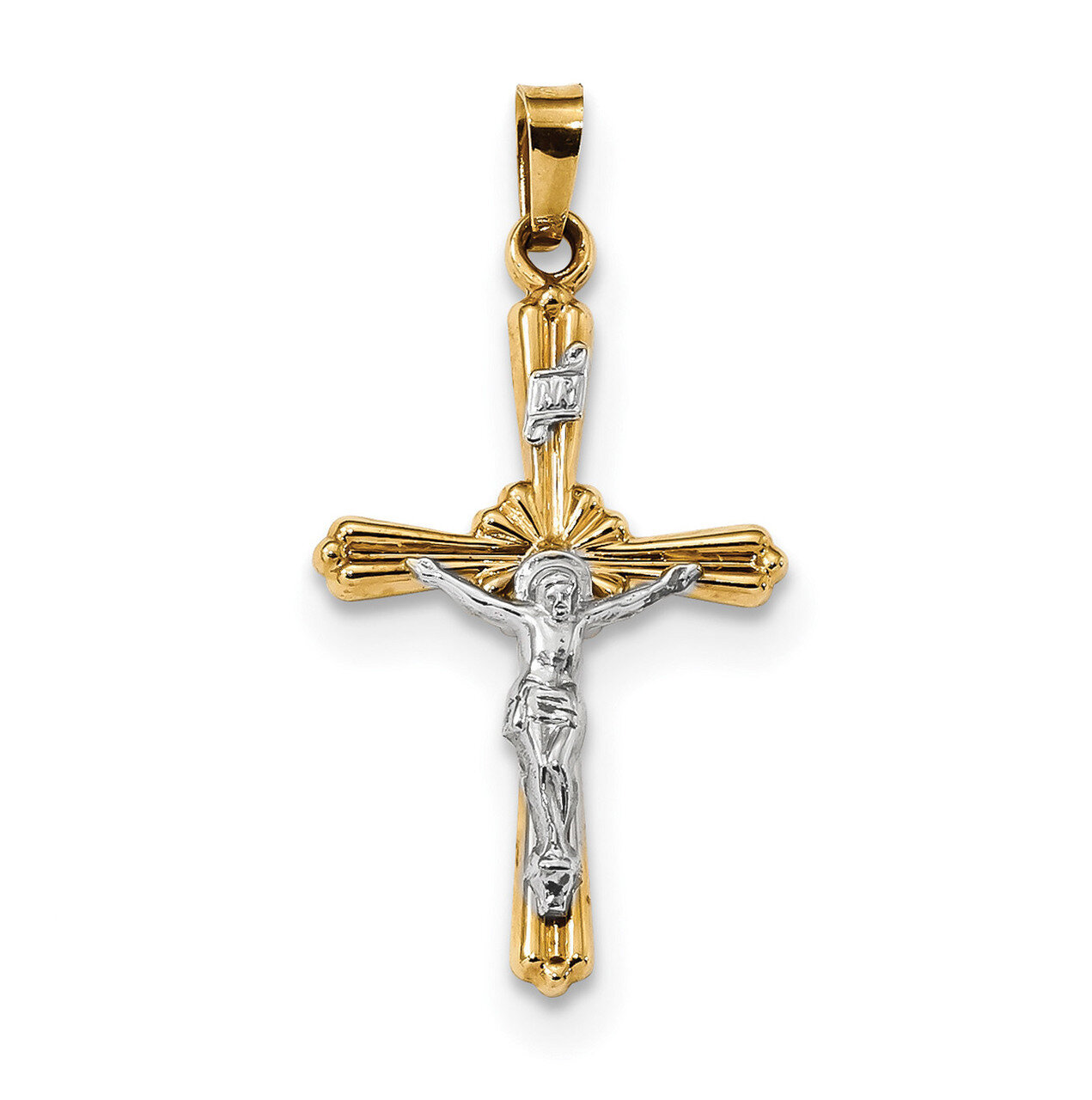 Polished INRI Crucifix Pendant 14k Two-tone Gold XR1648, MPN: XR1648, 883957829838