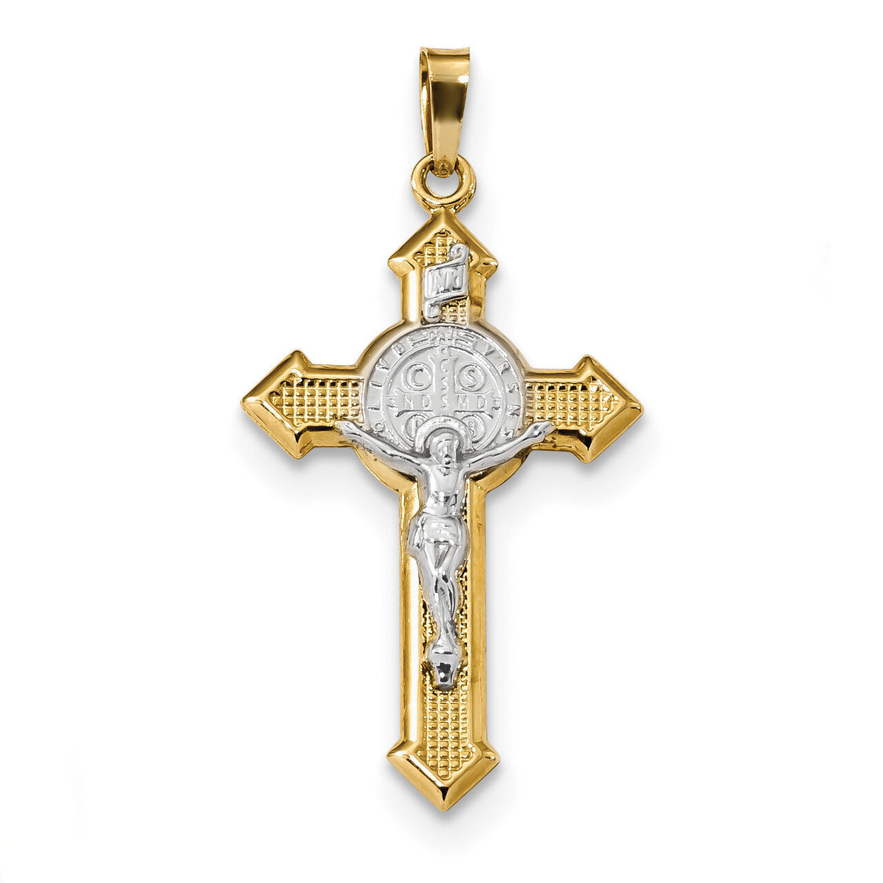 Polished Saint Benedict Medal INRI Crucifix Pendant 14k Two-tone Gold XR1685, MPN: XR1685, 88395760…