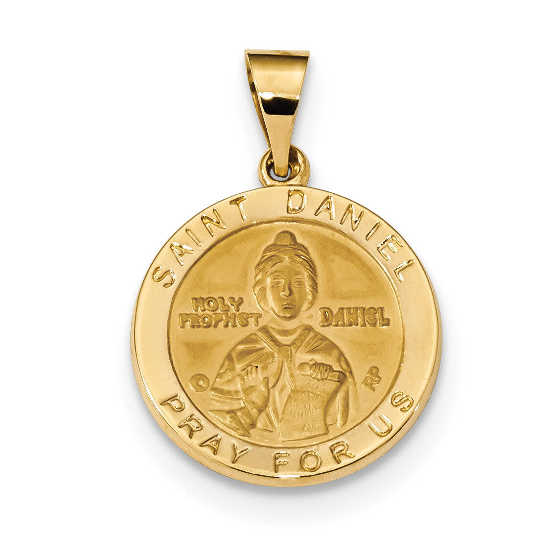 Satin Saint Daniel Hollow Medal Pendant 14k Gold Polished XR1687, MPN: XR1687, 883957600604