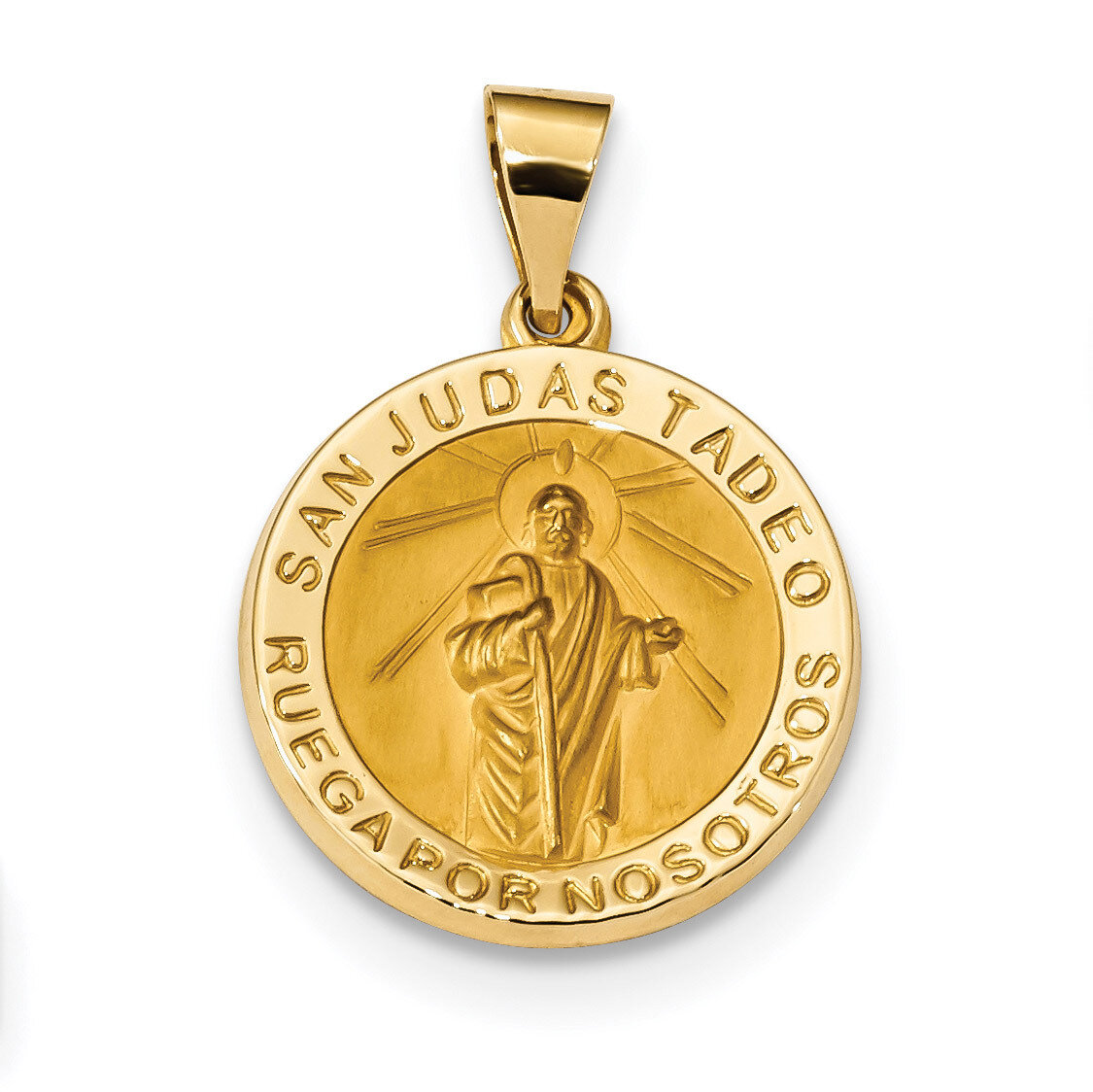 Satin Hollow Spanish Saint Jude Thaddeus Medal Pendant 14k Gold Polished XR1690, MPN: XR1690, 88395…
